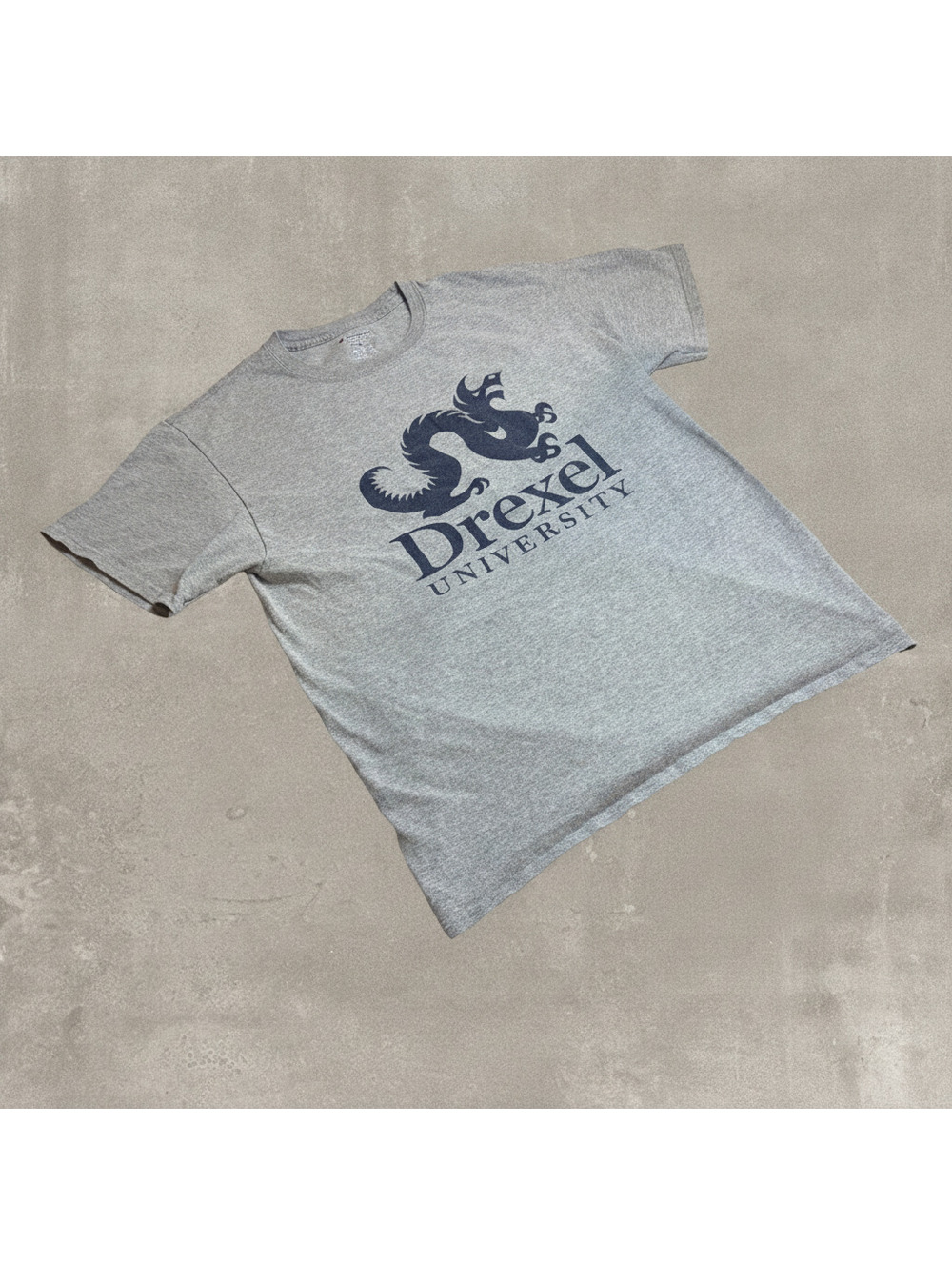Champion Mens M Gray Drexel University Dragons Graphic T Shirt Short Sleeve Tee
